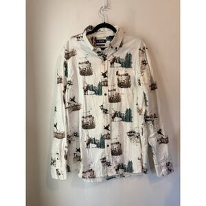 Chaps Performance Elk Hunting‎ Graphic Long Sleeve Fleece Button Down Mens XXL